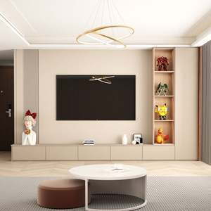 Modern Middle Ancient Style <b>Wall</b> <b>Mounted</b> <b>TV</b> Cabinet <b>for</b> Living Room and Hotel Use LED Compatible Wood Material Fits 65"+ <b>TVs</b> - Product Image 3