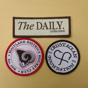 Wholesale Chenille High Quality Woven Badges Custom Brand <b>Name</b> Logo Designer Iron on Woven Patches for Clothing - Product Image 2