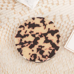 Retro Tortoise Shell Cellulose Acetate <b>Compact</b> <b>Mirror</b> Round Dual Sided HD Glass Folding Pocket Makeup <b>Mirror</b> Wholesale Custom - Product Image 2
