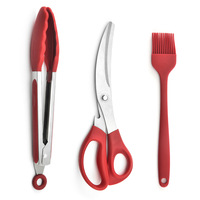 3-delige BBQ-gereedschapset: voedseltangen, keukenschaar, siliconen penselen, grillgereedschap voor kamperen, picknicken en koken