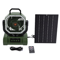 Ventilateur de camping pliable portable 20000mAh rechargeable à l'énergie solaire avec lumière LED - Ventilateur extérieur portable USB, boîte en plastique, utilisation hôtelière