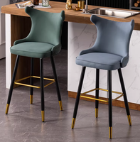 Tabouret de bar réglable de luxe américain, style moderne et minimaliste, en acier inoxydable, dossier haut, pour comptoir, bar à domicile, cuisine, extérieur