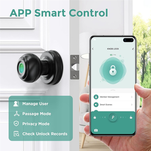 Yuvarlak Düğmeli Tuya Akıllı Kilit Kolay Kurulumlu Silindirik Elektronik Dijital Biyometrik Parmak İzi Kilidi Akıllı Ev için - Product Image 2