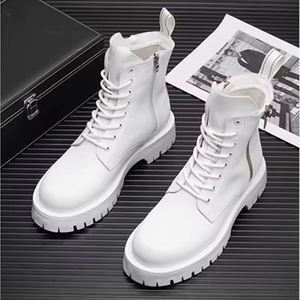 2026 Men's High Top Waterproof Genuine Leather Upper Breathable Short Chelsea Boots Thick Soled Anti Slip Fashion White - Product Image 1