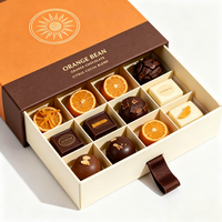 Caja de cartón ecológica rígida de lujo para chocolates, con compartimentos para dulces, trufas y bombones, para San Valentín, con impresión personalizada, suministro de fábrica.