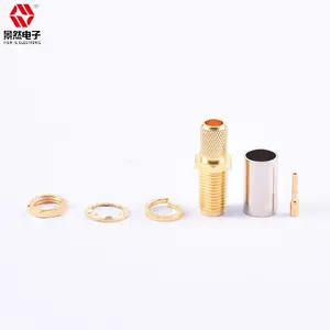 JCAK SMA Series Bulk RF Coaxial Connector Female Bulkhead Crimp With Gold Plating 50ohm Straight For LMR240 4D-FB Cable