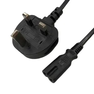 Bs standard 3A 250v UK 3 Pin plug To Iec C7 connector Power Cord