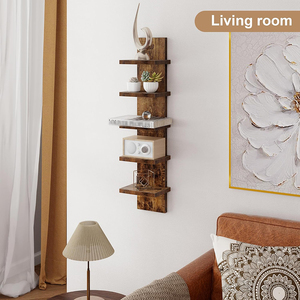 Scaffale Verticale Moderno a 5 Ripiani in Legno, Mensola Galleggiante da Parete <span class=keywords><strong>per</strong></span> <span class=keywords><strong>Soggiorno</strong></span> e Camera da Letto - Product Image 4