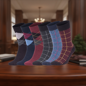 Chaussettes habillées pour hommes DB, 6 paires, en bambou et élasthanne, tricotées, style professionnel, avec motif de dessin animé et logo sur le dessous, tailles 8-11.5 - Product Image 2