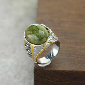 Wholesale Fashion Luxury Retro Exaggerated Hip Hop Rings Personality Punk Fine <strong>Jewelry</strong> Natural Gemstone Stainless Steel Ring - Product Image 4