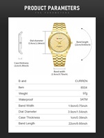 Montre à quartz pour homme CURREN 8504 avec bracelet en acier inoxydable, aiguilles lumineuses, montre-bracelet décontractée, élégante, pour le sport, Relogio Masculino