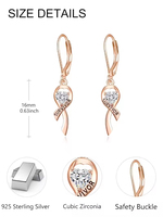Boucles d'oreilles pendantes en argent sterling 925 avec ruban de survie, vente en gros, cœur incrusté personnalisé, pierre de cristal transparente, bijoux fins pour femmes