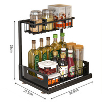 Organisateur d'armoire à double tirette multifonctionnel Support de rangement amovible pour cuisine, salle de bain, évier, comptoir, garde-manger, bureau.