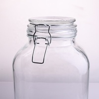 Recipiente cuadrado de tapa de vidrio transparente con fianza hermética y gatillo, tarro hermético para encurtidos para almacenamiento de alimentos y uso en fiestas