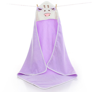 단단한 만화 동물 디자인 100% 면 아기 목욕 수건 욕실 사용을 위한 일회용 후드 짠 목욕 가운 - Product Image 4
