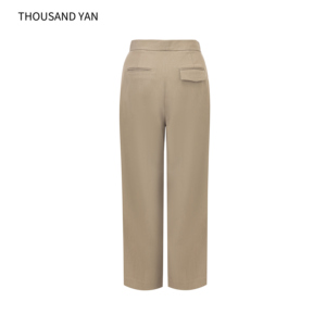 31% Wool Blend Suit Pants <strong>Women</strong> Autumn Winter New High Waist Slim <strong>Khaki</strong> Straight <strong>Trousers</strong> Elegant Casual Pants - Product Image 2