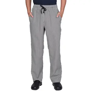 Cook kitchen uniformes pantalones de chef a cuadros blancos y negros para hombre con cintura elástica