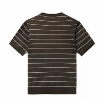 AiNear Vente en gros de logo personnalisé OEM ODM rétro d'été à manches courtes col rond boutonné T-shirt en coton tricoté pour hommes