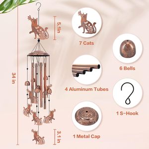 kitty Wind Chimes Outdoor Giraffe Gifts for Women/Men/Mom/Wife/Grandma Birthday Gifts Memorial Gift Metal <b>WindChime</b> - Product Image 4