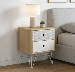 Wholesale New Design <strong>White</strong> Sturdy <strong>Bedside</strong> Stand Large Storage Space 2 Drawers Nightstands Acryl Nightstands for Bedroom - Product Image 1