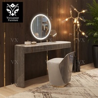 Table de maquillage moderne de luxe en marbre haut de gamme avec miroir et tiroirs de rangement pour chambre, salle de bain ou appartement