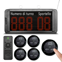 Système de gestion de file d'attente sans fil à commande vocale italienne avec affichage du compteur et 5 boutons d'appel numérotés pour restaurant, banque, hôpital