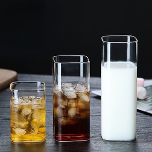 Gobelets carrés pour boissons, <span class=keywords><strong>café</strong></span> et lait, très vendus, 250 ml, 350 ml, 450 ml. Tasses en verre borosilicate <span class=keywords><strong>de</strong></span> haute qualité. Verres en verre au design simple. - Product Image 3