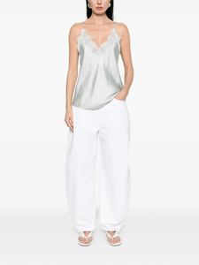 LEDUO French Coquette Summer Date Vacation Wear Lace Trim Backless Satin <b>Spaghetti</b> <b>Strap</b> Cami Top For Women - Product Image 2