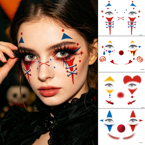 Tatuajes Temporales Personalizados OEM No Tóxicos, Pegatinas de Tatuajes de Payaso Terrorífico de Halloween, Sonrisa Ensangrentada Cosida, para Venta al Por Mayor y Cosplay - Product Image 2