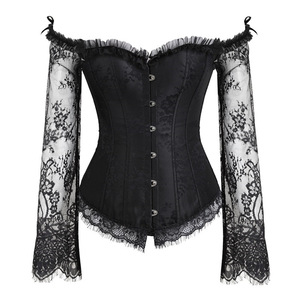 Corset sexy à manches en dentelle <span class=keywords><strong>et</strong></span> <span class=keywords><strong>jupe</strong></span> <span class=keywords><strong>longue</strong></span> en tulle <span class=keywords><strong>pour</strong></span> femmes-Corset victorien vintage overbust <span class=keywords><strong>pour</strong></span> robe de soirée de <span class=keywords><strong>mariage</strong></span> - Product Image 1
