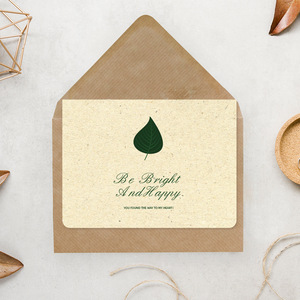 Tarjeta de Felicitación Empresarial con Diseño de Hojas, Logotipo Personalizado Impreso, Tarjeta de Felicitación Plegable Vintage - Product Image 4