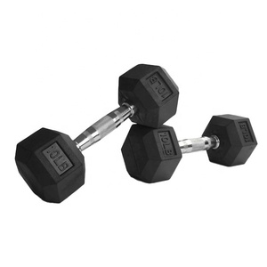 Cao su màu đen tráng Hex 10LB quả tạ phòng tập thể dục cô gái xây dựng cơ bắp tập luyện trọng lượng thiết lập với Chrome mạ có khía rắn thép xử lý - Product Image 2