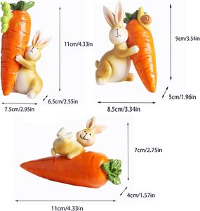 Living Room Tabletop Resin Sculpture <b>Ornament</b> Bunny Carrot Statue Desk Gift <b>Easter</b> Figurine 11x7cm Children's - Product Image 2