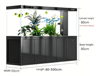 Aquarium en verre ultra-blanc avec pompes à eau, filtre de fond pour poissons dragons, grande taille, séparateur d'eau pour salon