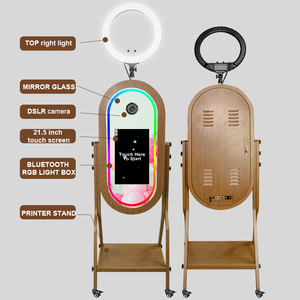 Miroir photo vintage en bois de 21,5'' avec support d'imprimante, coque de photomaton, écran tactile LCD <span class=keywords><strong>pour</strong></span> événements de mariage - Product Image 2