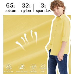 Chemise à manches longues boutonnée pour enfants, avec poche poitrine, coupe classique, pour les tout-petits jusqu'à 16 ans - Product Image 3
