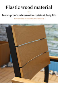 Meubles de <span class=keywords><strong>jardin</strong></span> en <span class=keywords><strong>bois</strong></span> plastique pour l'extérieur, table et chaises de patio avec cadre en aluminium, imperméables et résistants à la rouille - Product Image 4