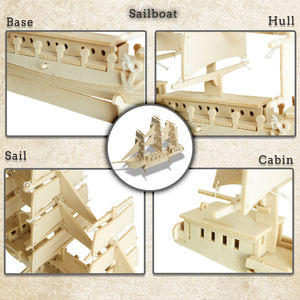 Casse-tête 3D pour enfants, Casse-tête 3D pour voilier en feutre, Kit fantaisie de bricolage, Chef-d 'œuvre d'<span class=keywords><strong>art</strong></span> en feutre, Casse-tête 3D pour voilier - Product Image 3