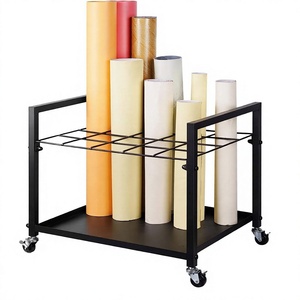 Huasheng 20 Slots Roll File Holder Metal Blueprint Iron <b>Storage</b> Rack <b>Cart</b> Standing Type Non-Folding Single Tier Multifunction - Product Image 4