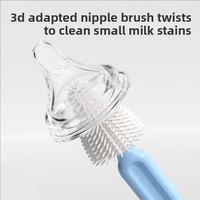 Ensemble de brosses portables en silicone pour biberons et tétines, pour le nettoyage des tasses de bébé et le rangement