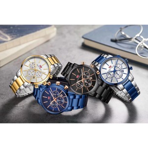 Montre à quartz pour homme Drioshipping, bleu, élégante, bracelet en acier, étanche, calendrier, livraison gratuite, montre de sport - Product Image 6