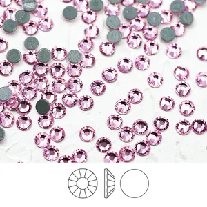 Desain berlian imitasi pipih kaca mawar cahaya Hotfix 2028 penjualan laris pabrik Paso untuk pakaian DIY