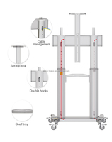 KALOC Vente directe d'usine AF80B Support TV mobile réglable en hauteur compatible avec les téléviseurs de 65 à 100 pouces, chariot de transport AV
