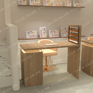 Hiện đại Beauty Salon đồ nội thất làm móng tay bàn ghế thiết lập sang trọng duy nhất chỗ ngồi da Nail bảng để bán - Product Image 4