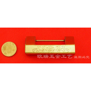 Chinese Style Brass Furniture <b>Lock</b> 60mm Length 37mm Spacing Durable Wooden Box <b>Cabinet</b> Padlock - Product Image 3