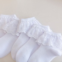 Chaussettes en coton dentelle respirante blanche pour enfants Chaussettes pour enfants en gros
