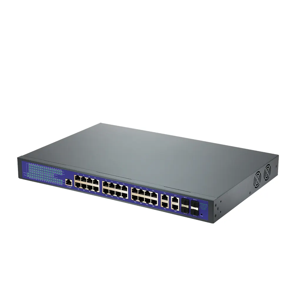 Venda quente 24 Portas Rede Switch L2 Gerenciado 400W 1000M Managed PoE Switch