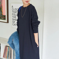 Robe longue décontractée à rayures pour femme, coupe ample, col rond, manches longues, idéale pour le quotidien, robes d'été