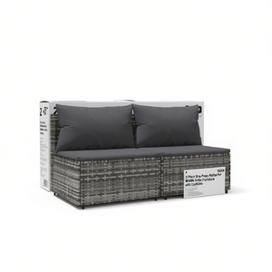 Ensemble de canapés de patio en polyrotin gris, 2 pièces, meubles de jardin d'extérieur avec coussins - Product Image 1