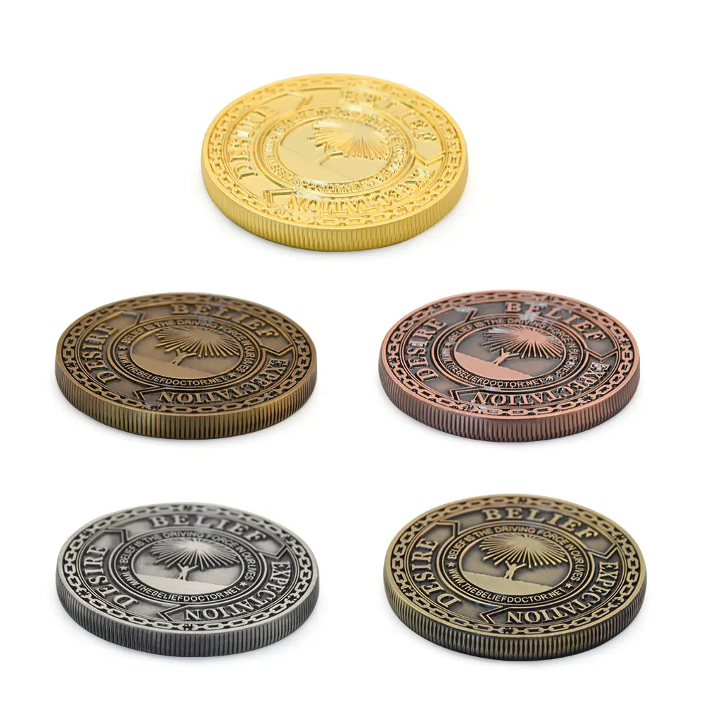 Kişiselleştirilmiş özel logo pirinç çinko alaşım metal antik altın gümüş koleksiyonu sikke mücadelesi koleksiyon paraları